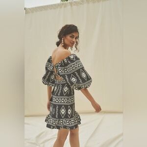 Sachin + Babi Black and White Geometric Backless Dress